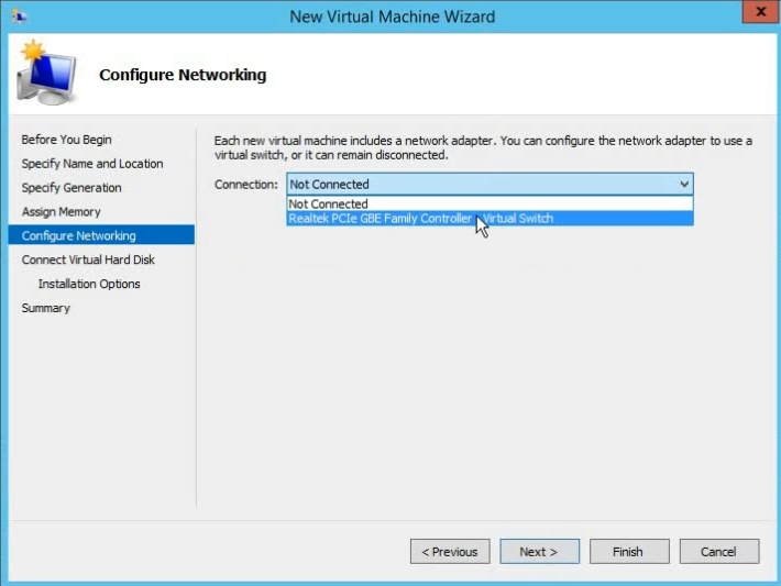 select adapter in vm